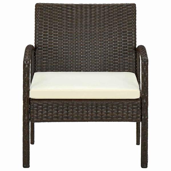 Gartenstuhl mit Kissen Poly Rattan Braun