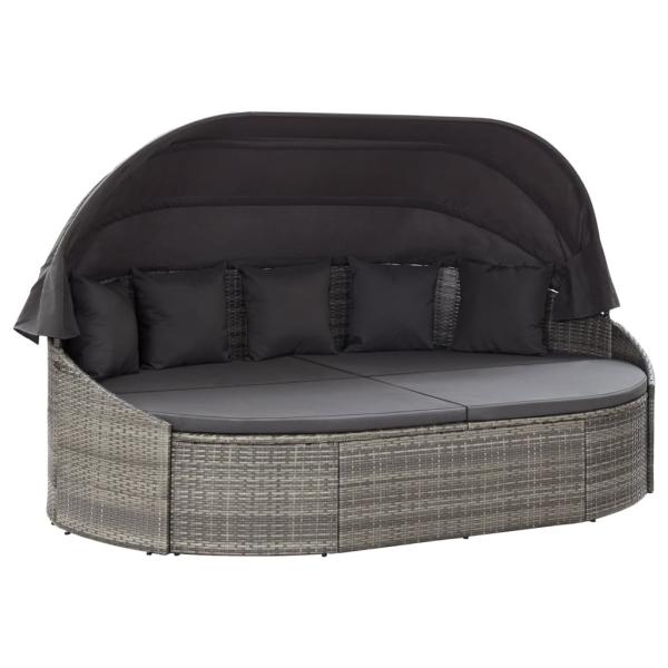 ARDEBO.de - Outdoor-Loungebett mit Dach Grau