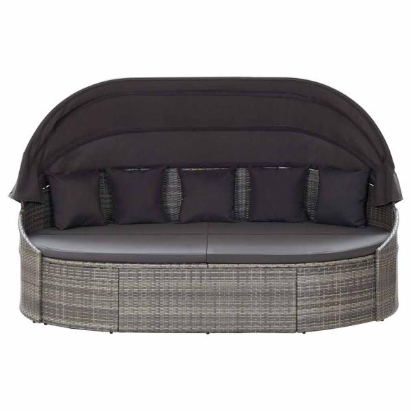 Outdoor-Loungebett mit Dach Grau