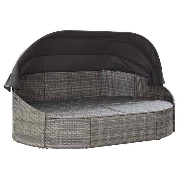 Outdoor-Loungebett mit Dach Grau
