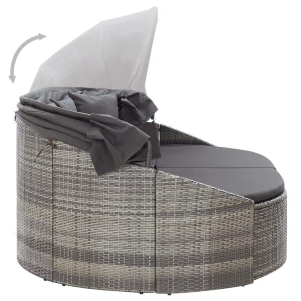 Outdoor-Loungebett mit Dach Grau