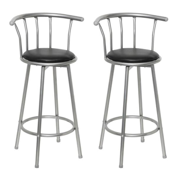ARDEBO.de - Barhocker 2 Stk. Schwarz Kunstleder