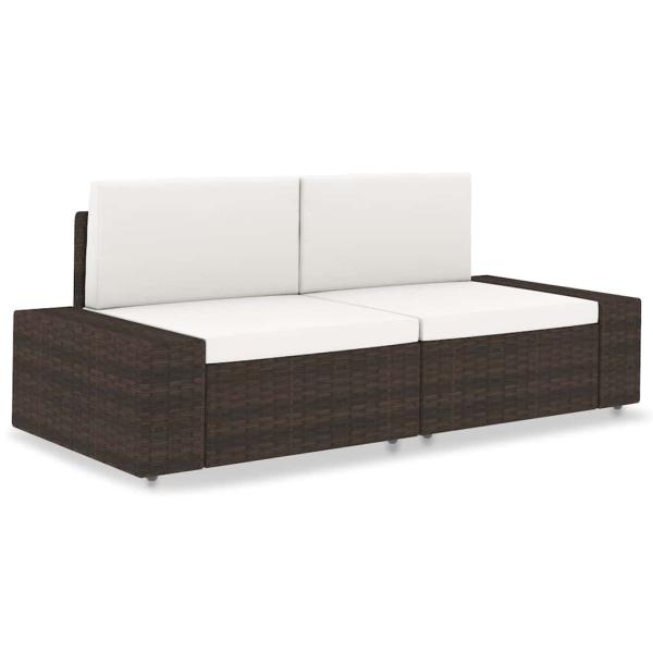 ARDEBO.de - Modulares 2-Sitzer-Sofa Poly Rattan Braun