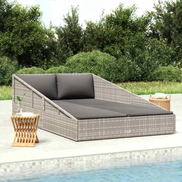 ARDEBO.de - Gartenbett Grau 110x200 cm Poly Rattan