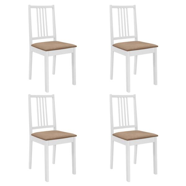 ARDEBO.de - Esszimmerstühle mit Polstern 4 Stk. Weiß Massivholz