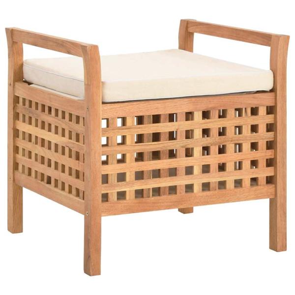 ARDEBO.de - Sitzbank mit Stauraum 49×48×49 cm Walnuss Massivholz