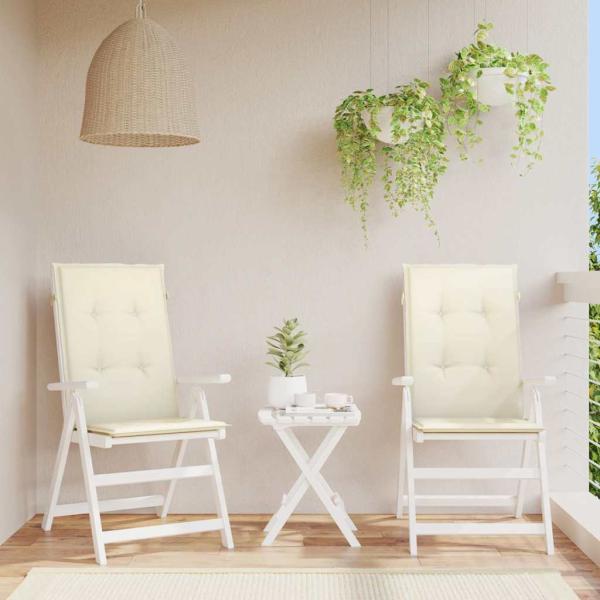 ARDEBO.de - Gartenstuhlauflagen für Hochlehner 2Stk. Creme 120x50x3cm Stoff