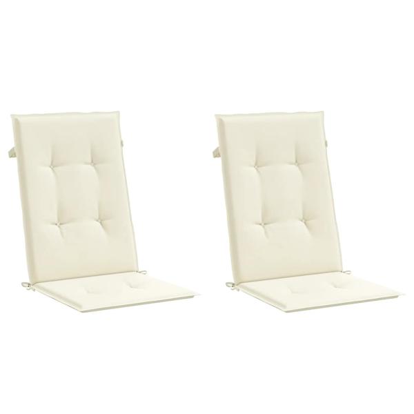 Gartenstuhlauflagen für Hochlehner 2Stk. Creme 120x50x3cm Stoff