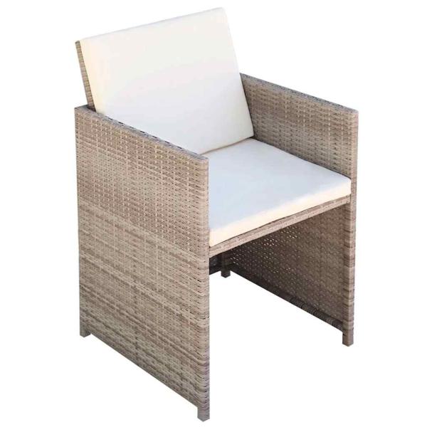 13-tlg. Garten-Essgruppe mit Auflagen Poly Rattan Beige