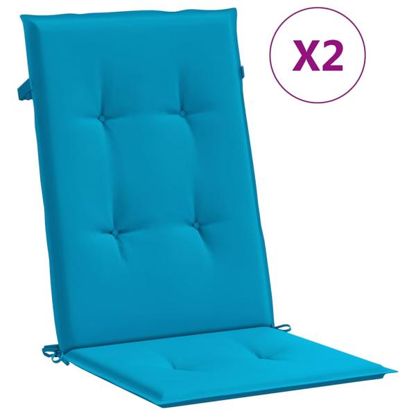 Gartenstuhlauflagen für Hochlehner 2 Stk. Blau 120x50x3cm Stoff