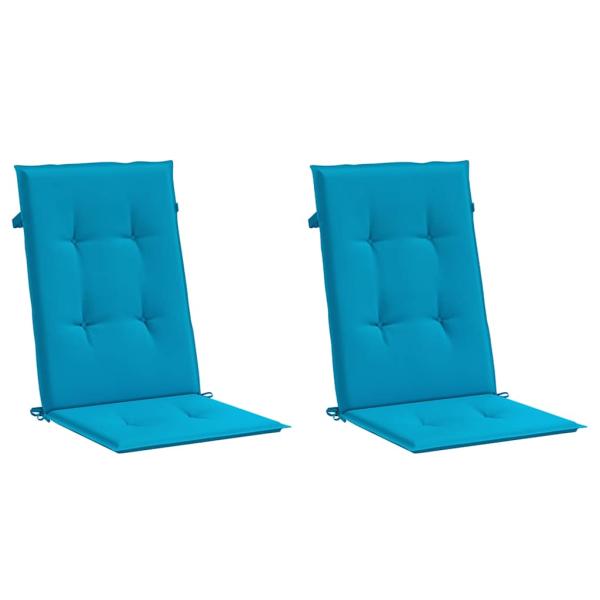 Gartenstuhlauflagen für Hochlehner 2 Stk. Blau 120x50x3cm Stoff