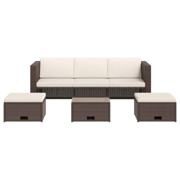 4-tlg. Garten-Lounge-Set mit Auflagen Poly Rattan Braun