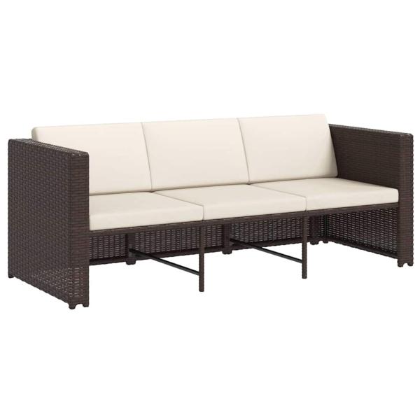 4-tlg. Garten-Lounge-Set mit Auflagen Poly Rattan Braun