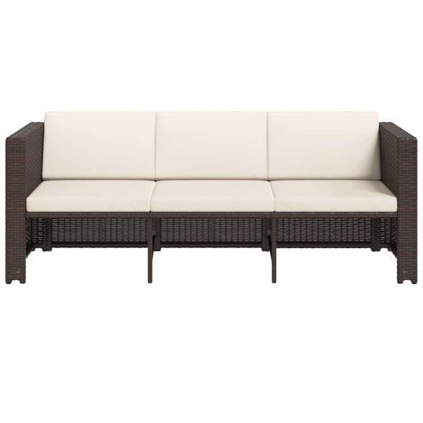 4-tlg. Garten-Lounge-Set mit Auflagen Poly Rattan Braun