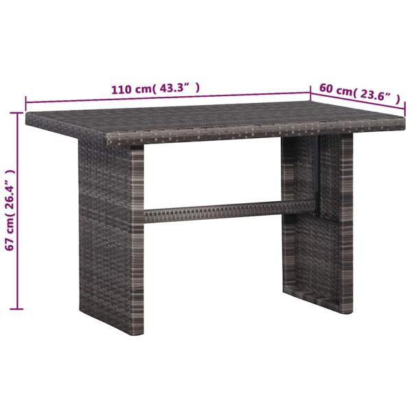 3-tlg. Bistro-Set mit Auflagen Poly Rattan Grau