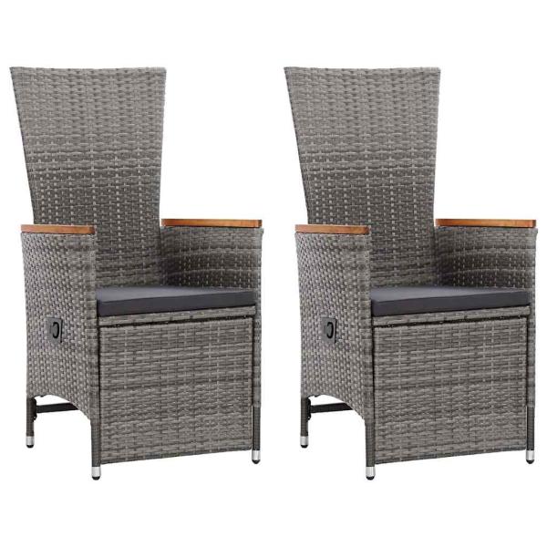 ARDEBO.de - Garten-Liegestühle 2 Stk. mit Auflagen Poly Rattan Grau