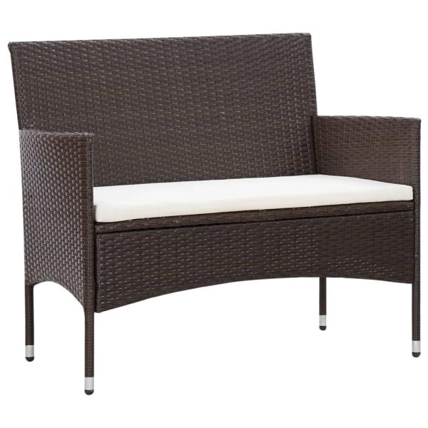 5-tlg. Garten-Lounge-Set mit Auflagen Poly Rattan Braun