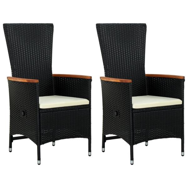 ARDEBO.de - Gartenstühle 2 Stk. mit Polstern Poly Rattan Schwarz