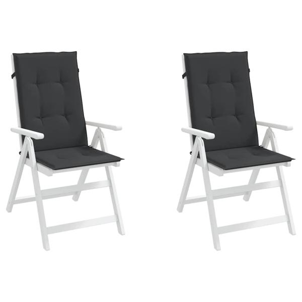 Gartenstuhlauflagen für Hochlehner 2 Stk. Schwarz 120x50x3 cm