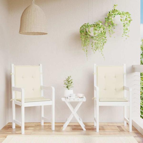 ARDEBO.de - Gartenstuhlauflagen für Niedriglehner 2 Stk. Creme 100x50x3 cm