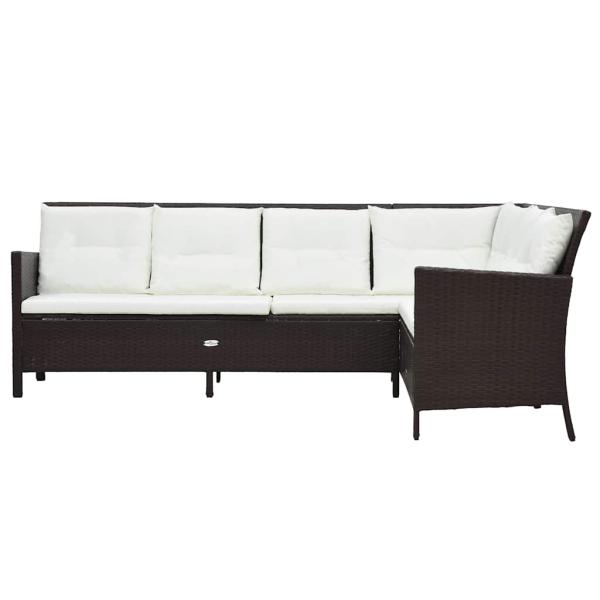 3-tlg. Garten-Lounge-Set mit Auflagen Poly Rattan Braun