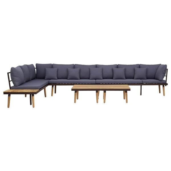 ARDEBO.de - Garten-Lounge-Set 8-Sitzer mit Kissen Massivholz Akazie