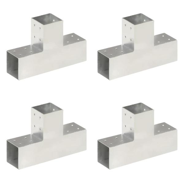 ARDEBO.de - Pfostenverbinder 4 Stk. T-Form Verzinktes Metall 81 x 81 mm