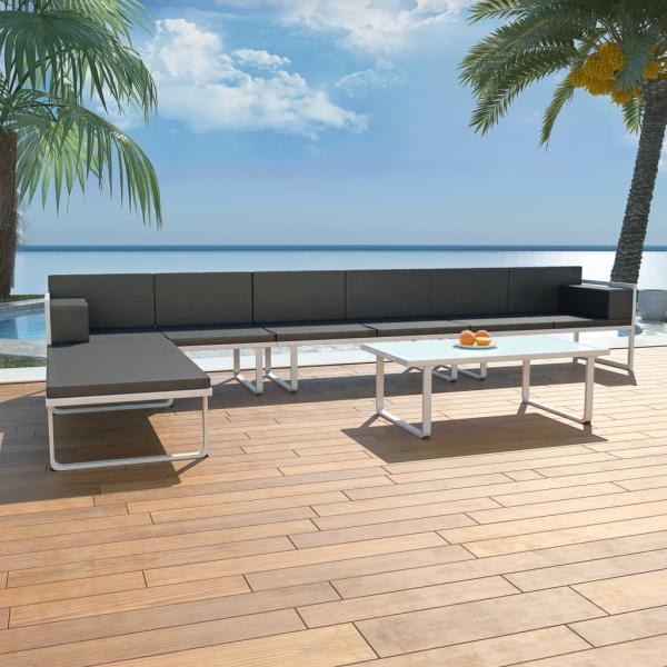 ARDEBO.de - 5-tlg. Garten-Lounge-Set Textilene Aluminium Schwarz