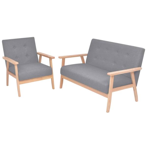 ARDEBO.de - Sofa-Set 2-tlg. Stoff Hellgrau
