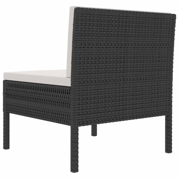 Gartenst?hle 3 Stk. mit Auflagen Poly Rattan Schwarz