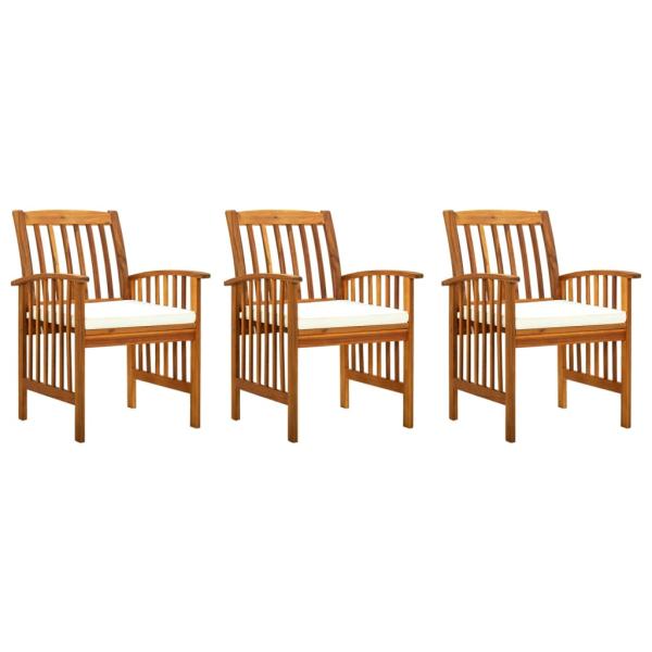 ARDEBO.de - Garten-Essstühle 3 Stk. mit Kissen Massivholz Akazie