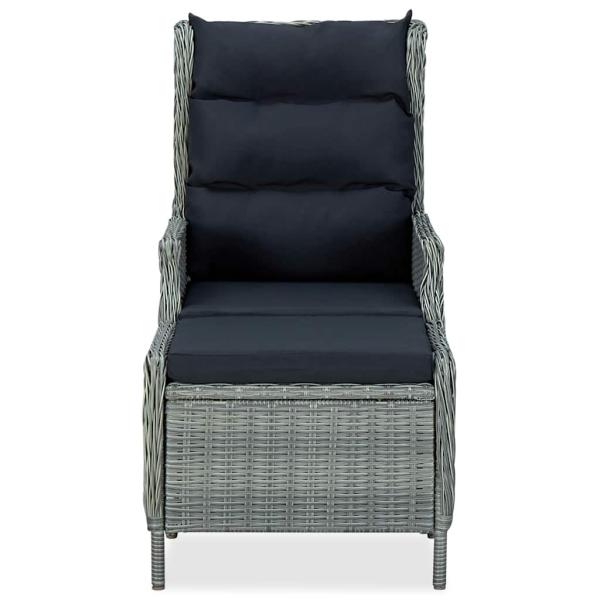 Verstellbarer Gartensessel mit Fußhocker Poly Rattan Hellgrau