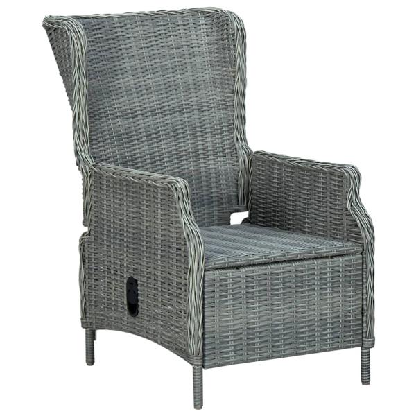 Verstellbarer Gartensessel mit Fußhocker Poly Rattan Hellgrau