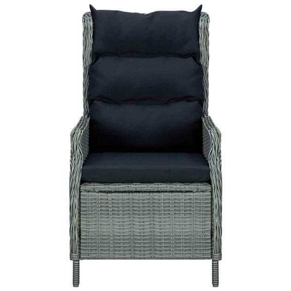 Verstellbarer Gartensessel mit Fußhocker Poly Rattan Hellgrau