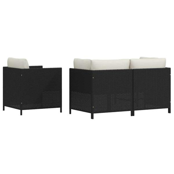 4-tlg. Garten-Sofagarnitur mit Auflagen Schwarz Poly Rattan