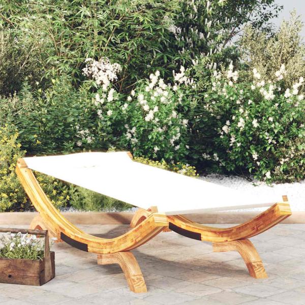 ARDEBO.de - Sonnenliege 100x188,5x44 cm Bugholz Massiv Creme