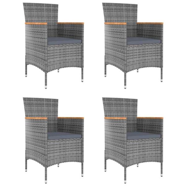 ARDEBO.de - Garten-Essstühle 4 Stk. Poly Rattan Grau
