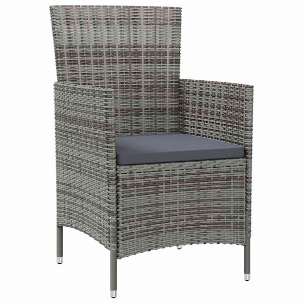 Gartenstühle mit Kissen 2 Stk. Poly Rattan Grau
