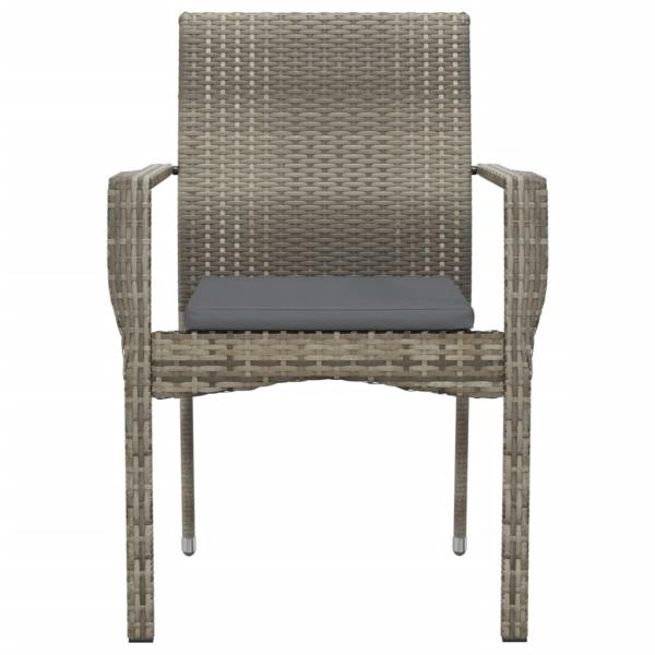 Gartenstühle mit Kissen 2 Stk. Poly Rattan Grau