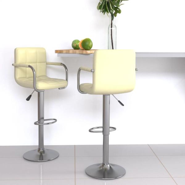 ARDEBO.de - Barhocker 2 Stk. Creme Kunstleder