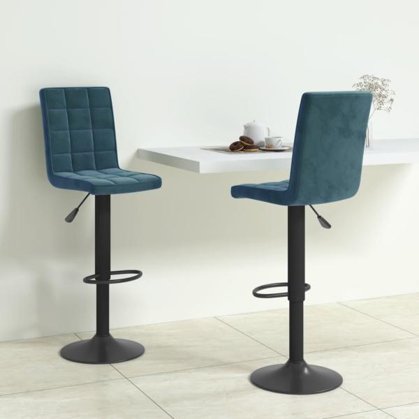 ARDEBO.de - Barhocker 2 Stk. Blau Samt