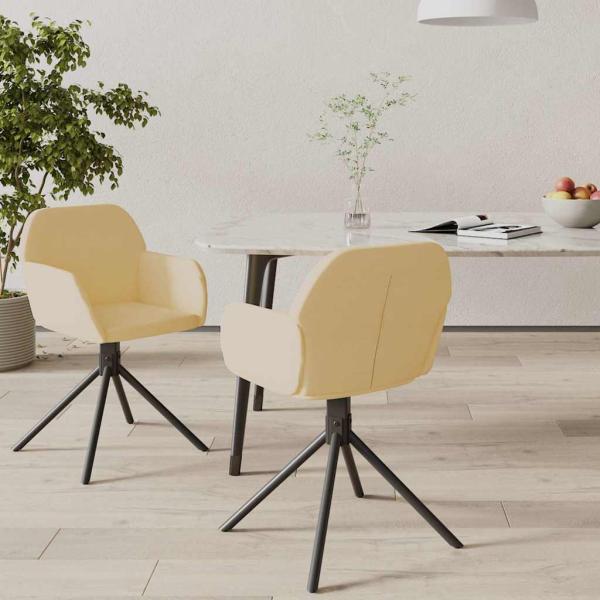 ARDEBO.de - Esszimmerstühle 2 Stk. Drehbar Creme Samt