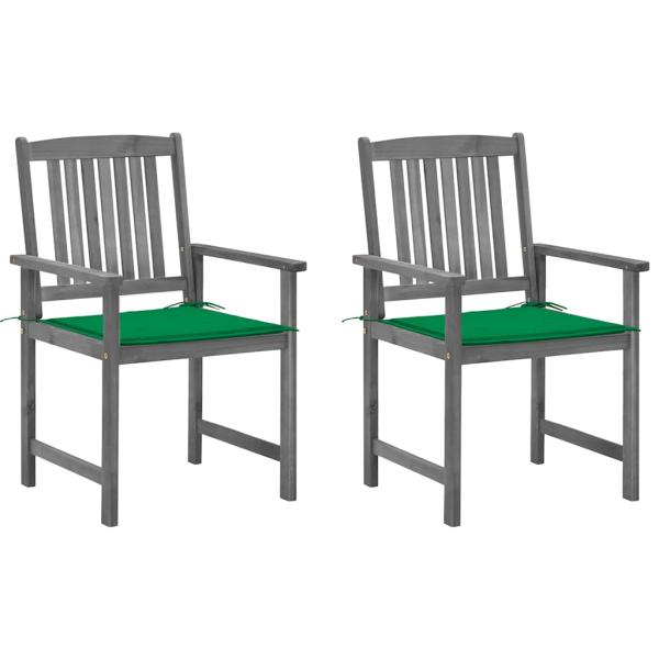 ARDEBO.de - Gartenstühle mit Kissen 2 Stk. Grau Massivholz Akazie