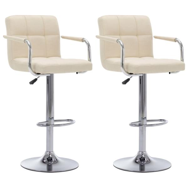 ARDEBO.de - Barhocker 2 Stk. Creme Stoff