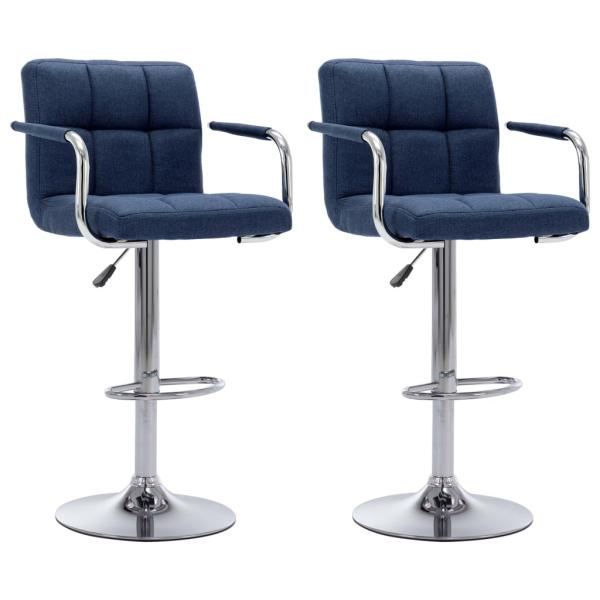 ARDEBO.de - Barhocker 2 Stk. Blau Stoff