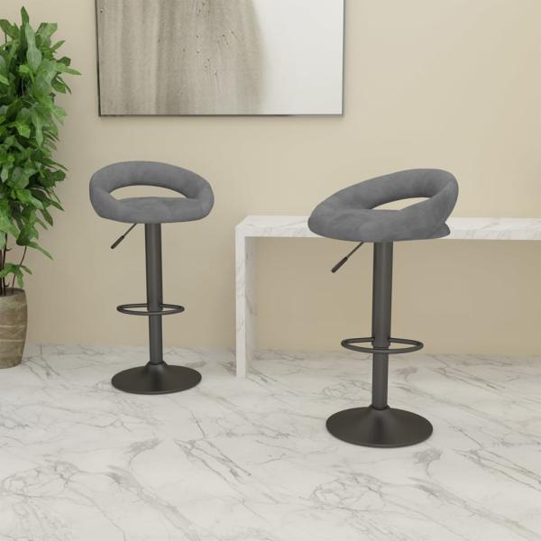 ARDEBO.de - Barhocker 2 Stk. Hellgrau Samt