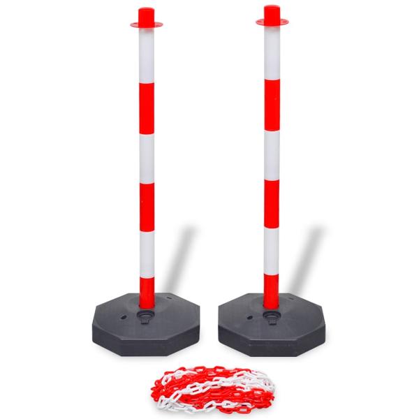 ARDEBO.de - Pfosten-Set mit Absperrkette 10 m Kunststoff