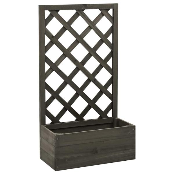 ARDEBO.de - Garten-Spalier mit Blumenkasten Grau 50x25x90 cm Tannenholz