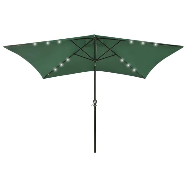 ARDEBO.de - Sonnenschirm mit LEDs und Stahl-Mast Grün 2x3 m