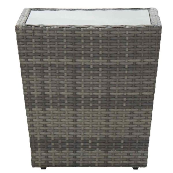 Beistelltisch Grau 41,5x41,5x43 cm Poly Rattan und Hartglas